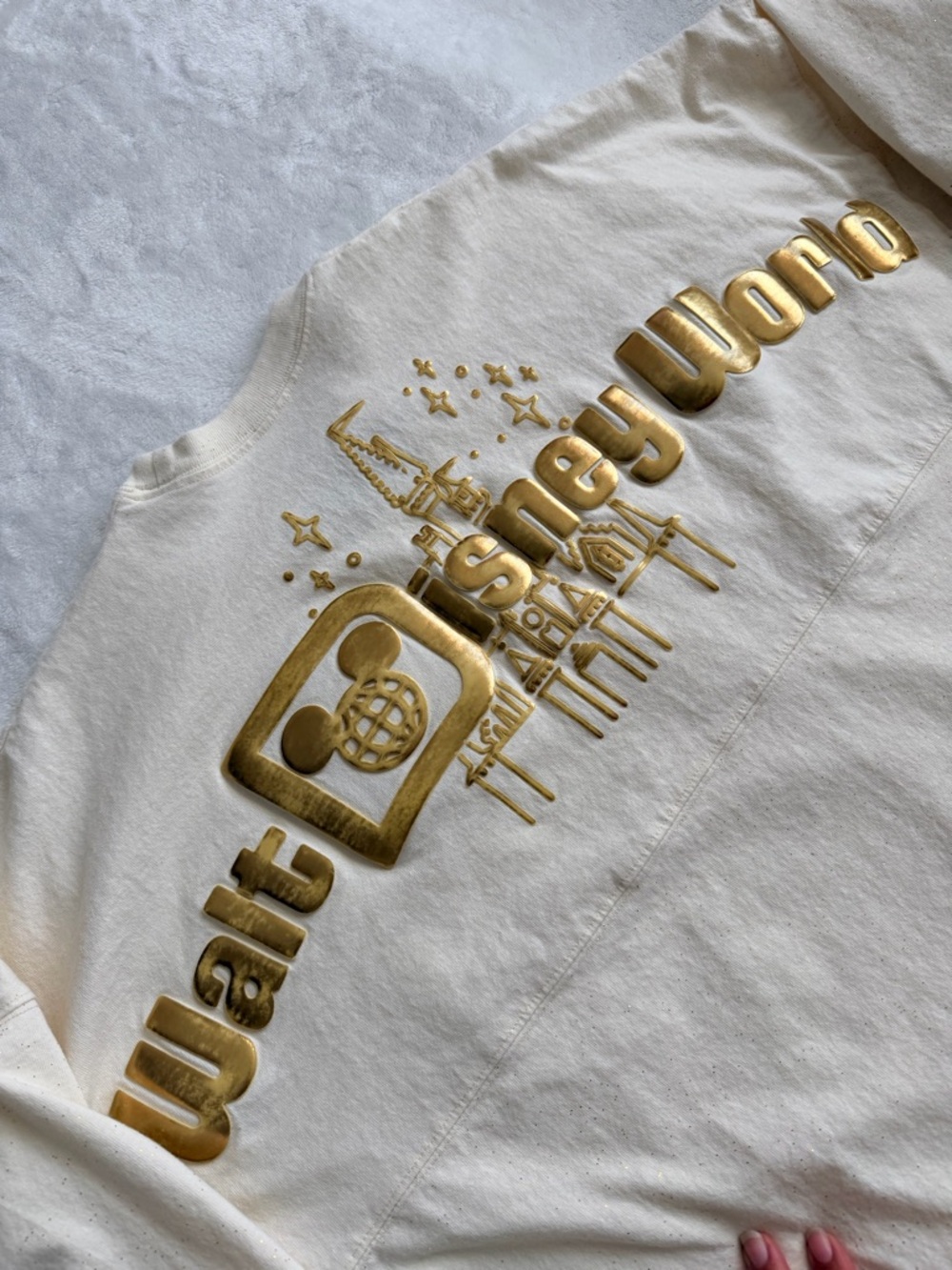Disney Gold Cinderella Castle Gold Logo Cream Spirit Jersey Size Small